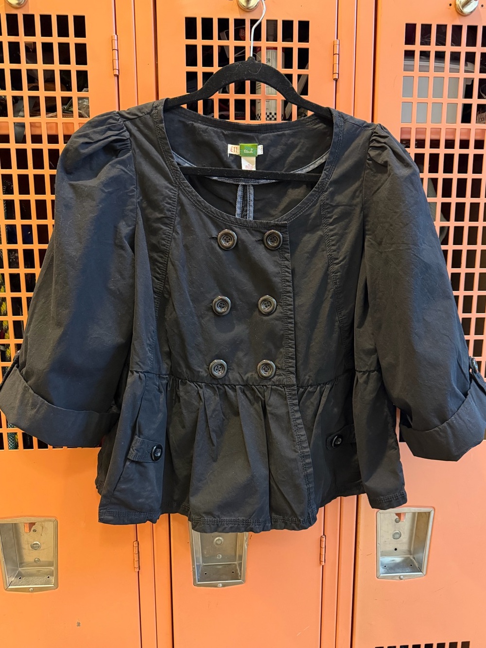 Ett Twa Anthropologie Black Peplum Double-Breasted Jacket. Size 10. EUC
